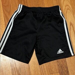 adidas Kids Black Shorts with White Stripes